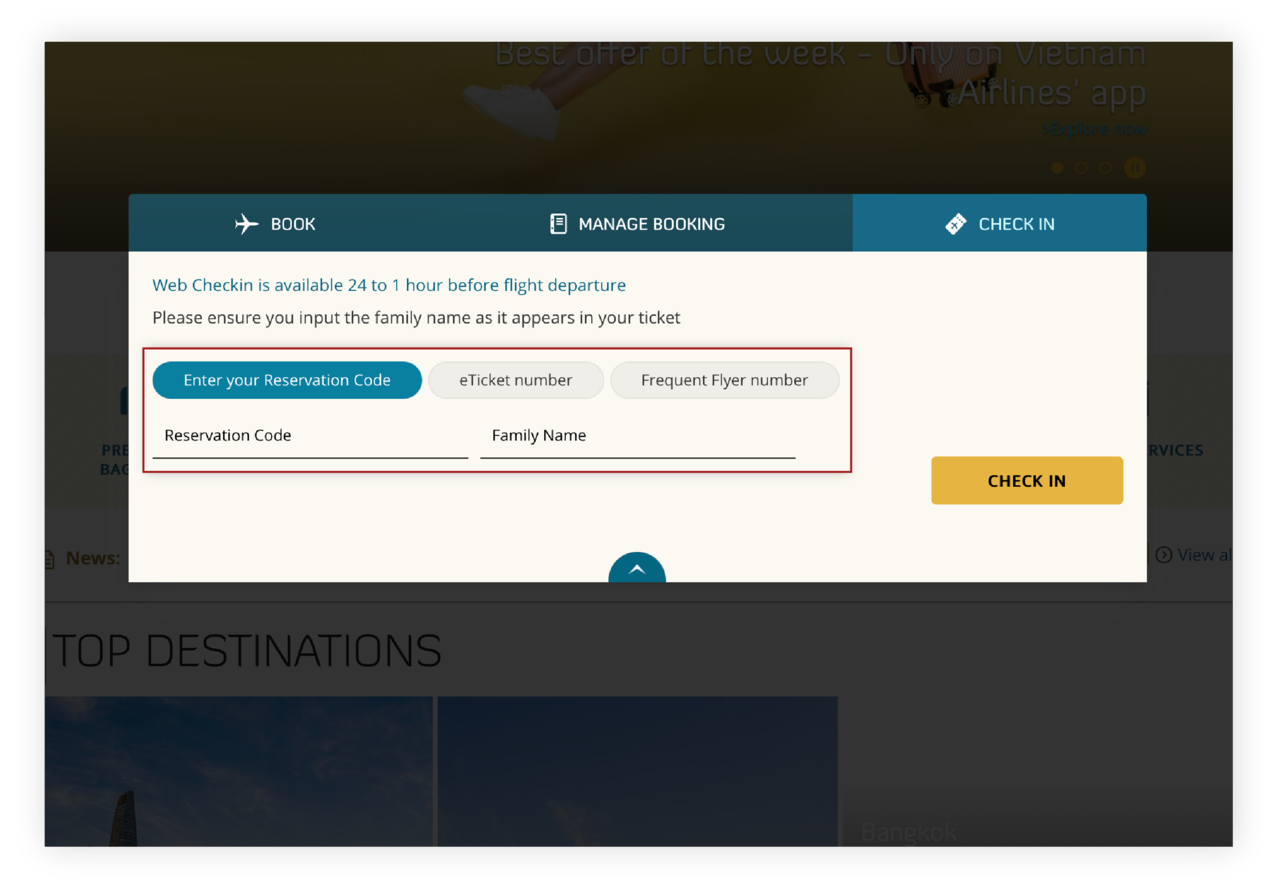 Hướng dẫn làm thủ tục trên website 1.