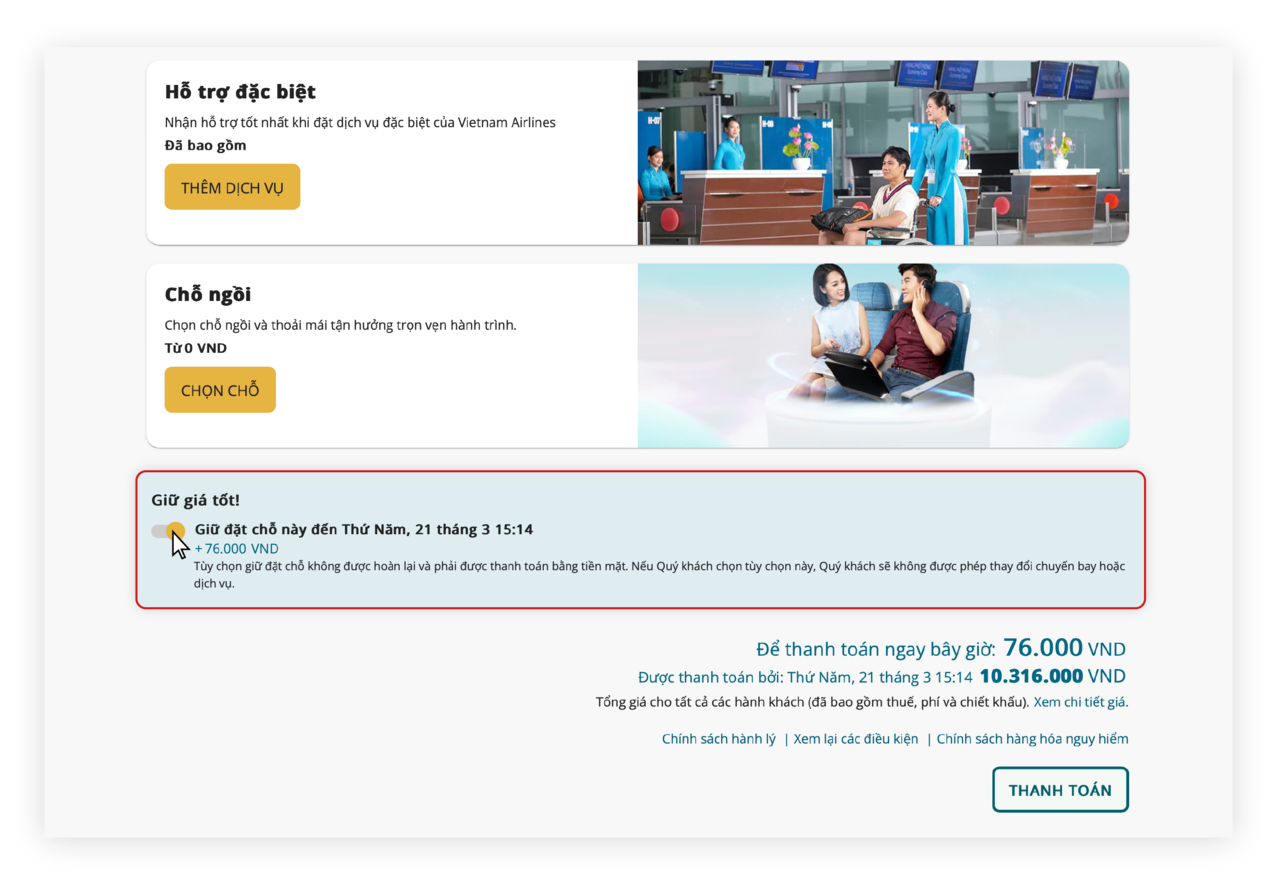 Giữ giá tốt trên web bước 2.