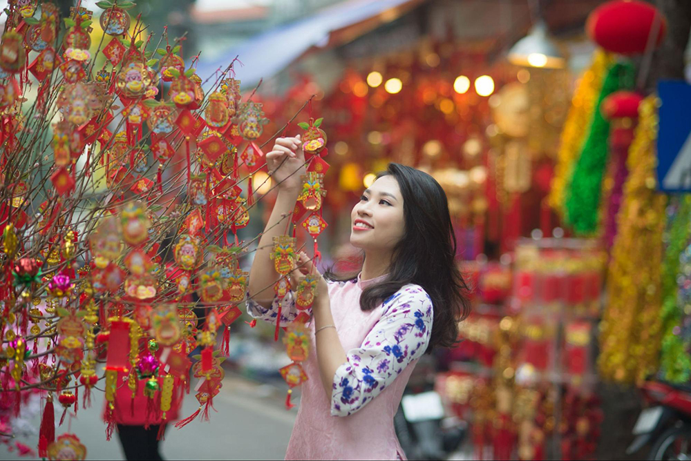 Flowers, kumquat trees, lights, and countless decoration forms are displayed everywhere during the Tet holiday